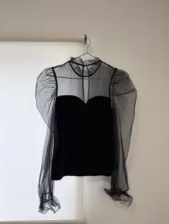 【最終値下げ】ブラック シースルー ベロアトップス おしゃれ きれいめコーデ