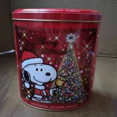 2008年USJ クリスマス　スヌーピーお菓子空き缶