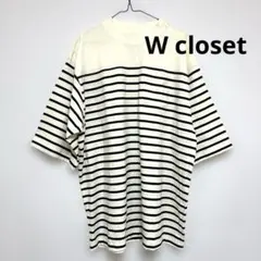 タグ付き　ボーダー柄ポケット付き 半袖Tシャツ　ビッグシルエット