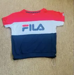 【FILA】半袖Tシャツ 赤白ネイビー 切替デザイン ロゴ入り カジュアル