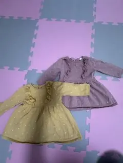 H&M フリル付きワンピース2点セット（イエロー・ピンク）6〜9ヶ月