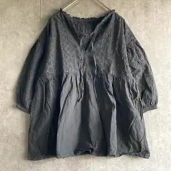 ハニーサックルローズ(M)刺繍ブラウス＊七分袖＊ゆったりめ＊大人可愛い＊綿100
