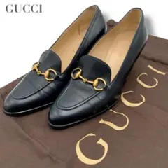 美品✨グッチ ローファー ホースビット ヒール パンプス ダークネイビー23cm