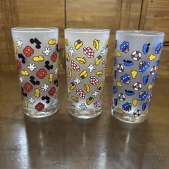 【レトロ】ディズニーリゾート フロスト仕上げのガラスコップ 3個セット