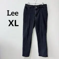 Lee 【XL】デニムパンツ ストレート 黒 綿 体型カバー