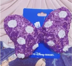 ミニー　ヘアゴム　リボン　紫　スパンコール　ミニーの日 ディズニー