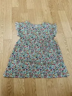 小花柄ワンピース 半袖 フリル袖 マルチカラー キッズ 子供服　95のサムネイル