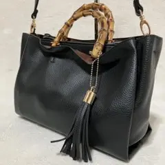 2way ハンドバック ショルダーバック バンブーハンドル