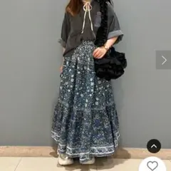 ブルー インド総柄スカートのサムネイル