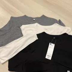 新品未使用GU ソフトシアー クルーネックT(長袖)3色セット1500円