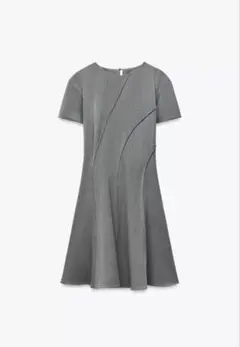 ZARA グレー 半袖ミニワンピース S
