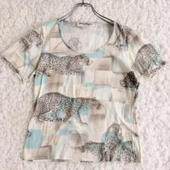 美品 サルヴァトーレフェラガモ レオパード柄 総柄Tシャツ コットン イタリア製のサムネイル