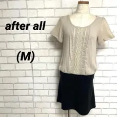 after all アフターオール　ケーブルニット切替　ピンタック　ベージュ×黒のサムネイル