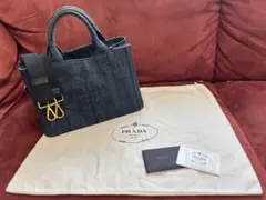 ⭐️良品⭐️PRADA カナパ S デニム トートバッグ　 　　　　　ゴールド金具