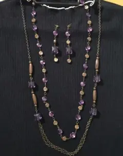 ビーズ ネックレス と ピアス セット