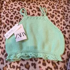 ZARA 子供用ミントグリーン クロシェトップ