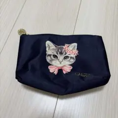 SCENT OF Varo 猫柄 ポーチ ネイビーのサムネイル