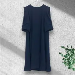 バドレ Ba Dre レースショルダー ワンピース 5分袖 【M】 ネイビー