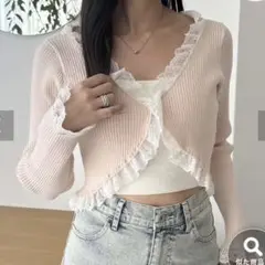 one after another NICE CLAUPレース切り替えニット羽織