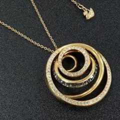 スワロフスキー ネックレス 4連サークル ゴールド ロング ダイナミック