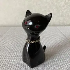 TS3 昭和レトロ 黒猫 陶器 置物 ヴィンテージ ネコ 飾り インテリアのサムネイル