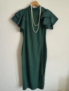 結婚式参列可能　4点セット(グリーンドレス、ネックレス、バッグ、靴)