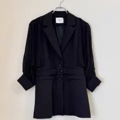 AMERI VINTAGE シャツジャケット ブラック シアー袖 ベルト付きのサムネイル