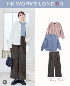 hk works london ニット　ブルー