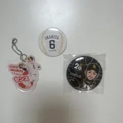 今宮健太　ガチャ缶バッジ２個、応援歌アクリルキーチェーンセット