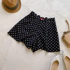 アプワイザーリッシェ　キュロットスカート　短パン　M ドット柄　黒
