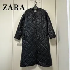 ZARA フェイクレザー キルティング ロングコート