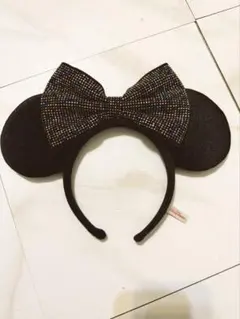 ディズニーカチューシャ　ミニー耳カチューシャ ビーズリボン付き