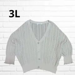 ​【3L】Khalita 透かし編み Vネック カーディガン ゆったり ベージュ