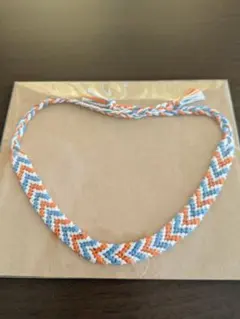 ハンドメイド ミサンガ オレンジ・ブルー・ホワイト系
