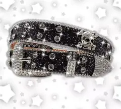 ラインストーン スカルモチーフ ストーン付き ベルト ドクロ y2k パンク