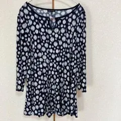 美品☆レディース チュニック 【L】ドット柄 ネイビー/ホワイト 大人女子