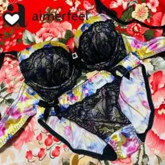 aimerfeel★サテンレースブラショーツ★パンツ下着★スクエアリボン★C70