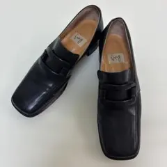 ing イング　ローファーパンプス　ブラック　レザー　日本製　バックル　スクエア