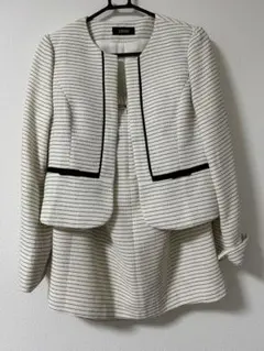 入園式 ママ フォーマル セットアップ ノーカラージャケット スカート 白黒