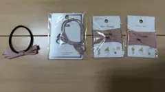 ピンクのリボンヘアゴム4個セット