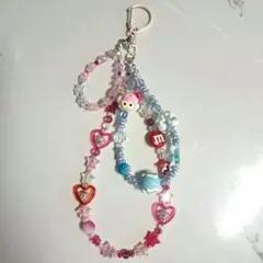 ビーズキーホルダー ピンク 水色 mix じゃらじゃらキーホルダー ストラップ