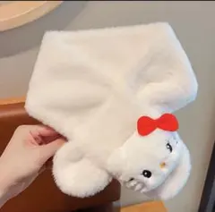 期間限定　大特価 ハローキティーマフラー（ホワイト）　防寒　スカーフ