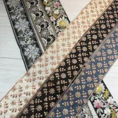 996.インド刺繍リボン 50cm×6本セット