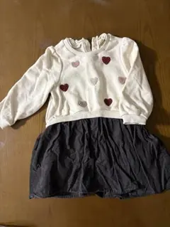 Petit main ハート柄刺繍 ワンピース