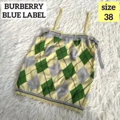 【美品】バーバリー　チューブトップ　アーガイル　ボーダー　ブランドロゴ金具　38