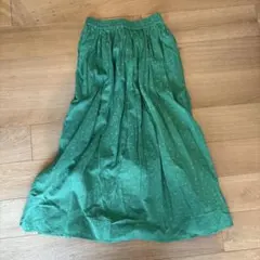 season reason しまむら緑ドットスカート　水玉ロングスカート