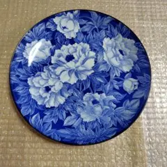 【大皿】新品　青い花柄の陶磁器皿　牡丹