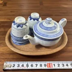 中国景徳鎮茶器　湯呑　急須　無垢盆セット