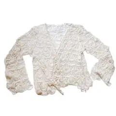 カーディガン レース編み レディース 羽織 透かし編 ニット可愛い 長袖トップス