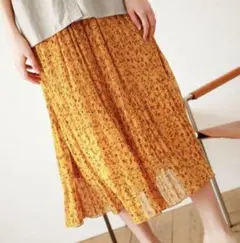 ニコアンド niko and... プリーツカラー柄スカート ロングスカート